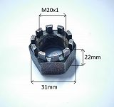 Nakrętka  M20 x 1,0 x 22 koronowa skrzyni Żuk - 2