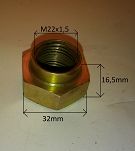 Nakrętka  M22 x 1,5 x 16,5 piasty Peugeot 204, 205 - 2