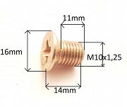 Śruba M 10 x 1,25 x 11 8,8 łeb stożkowy 126p NT - 2